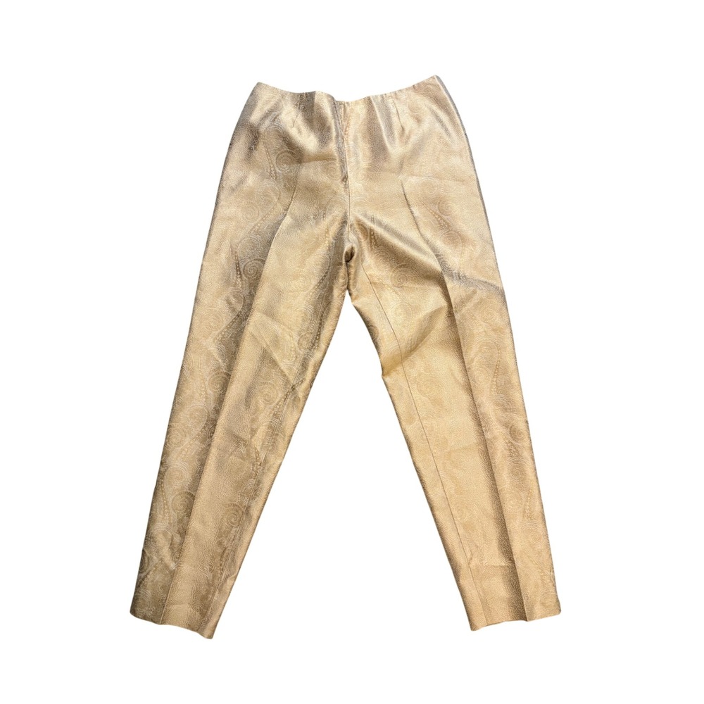 Vintage Dana Buchman Silk Wool Gold Paisley Jacquard High Rise Trousers 12
